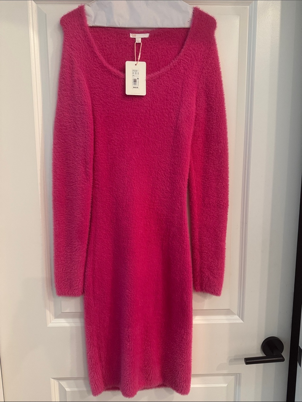 Gianni Bini Fuchsia Fuzzy Scoop-Neck Sweater Dress